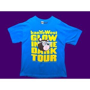 Kanye West Glow In The Dark Tour Bear Tee 2007 Concert Blue Tour T-Shirt XL MINT